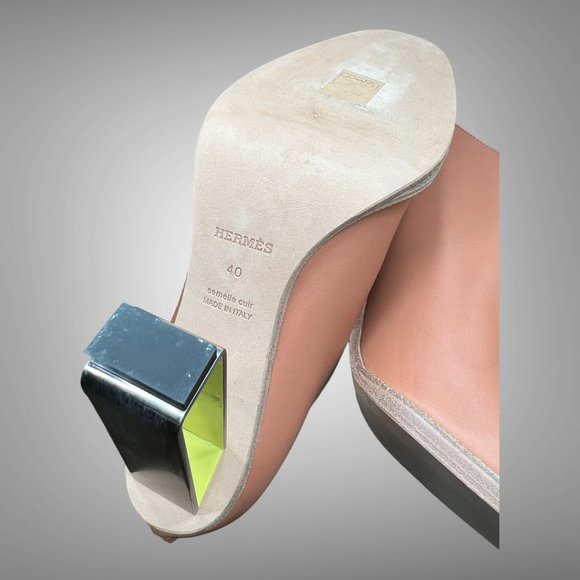 HERMES OLGA CALF LEATHER NATURAL BOOTIES ANKLE BOOTS SHOES EU 40 HEELS - Picture 15 of 16